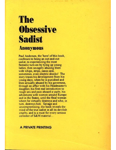 The Obsessive Sadist By Anonymous